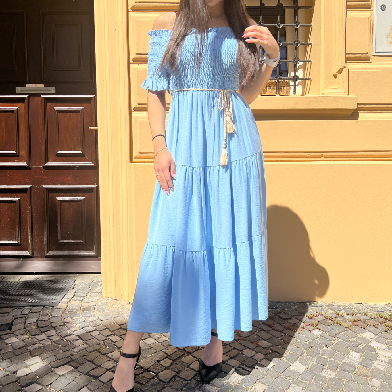Světle modré španělské šaty ALESSIA3